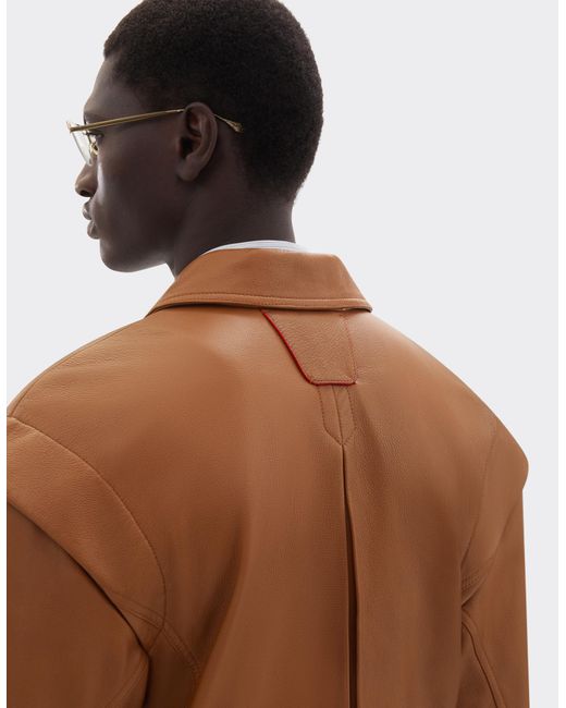 Ferrari Brown Deer-Effect Nappa Leather Blouson for men