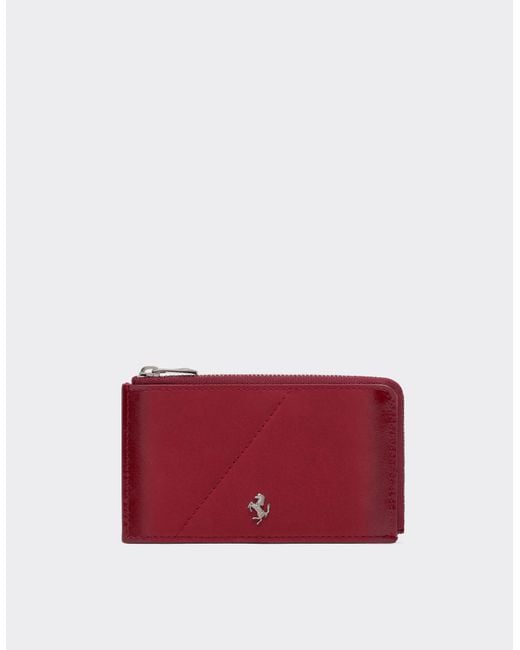 Ferrari Red Wallet With Zip for men