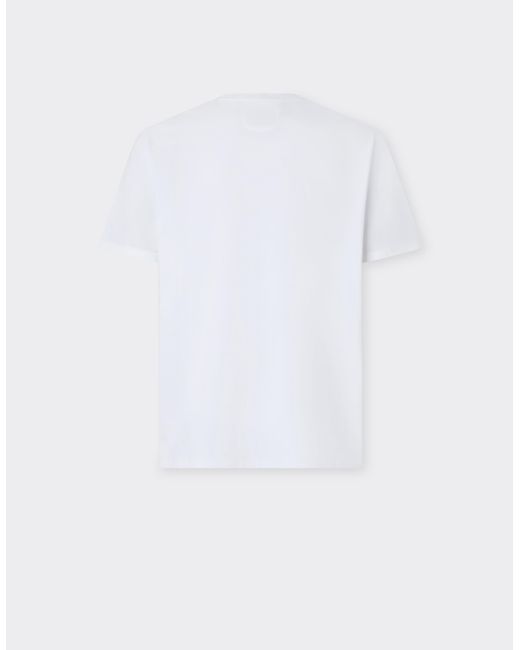 Ferrari White Cotton T-Shirt With Logo for men