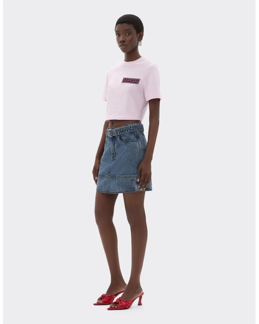 Ferrari Pink Cropped T-Shirt With Patch