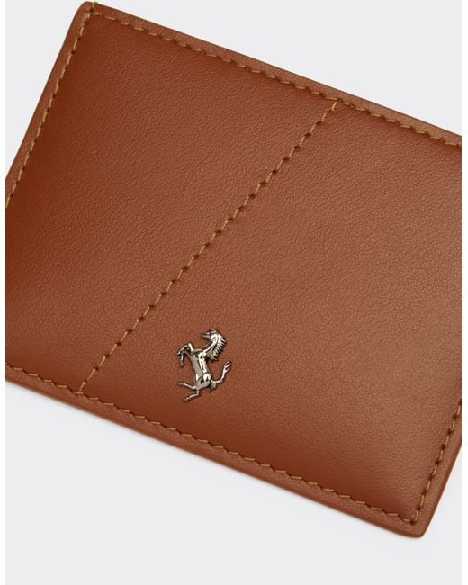 Ferrari Brown Smooth Leather Card Holder
