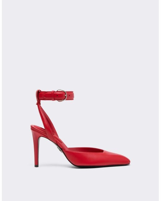 Ferrari Red Leather Heeled Sandal