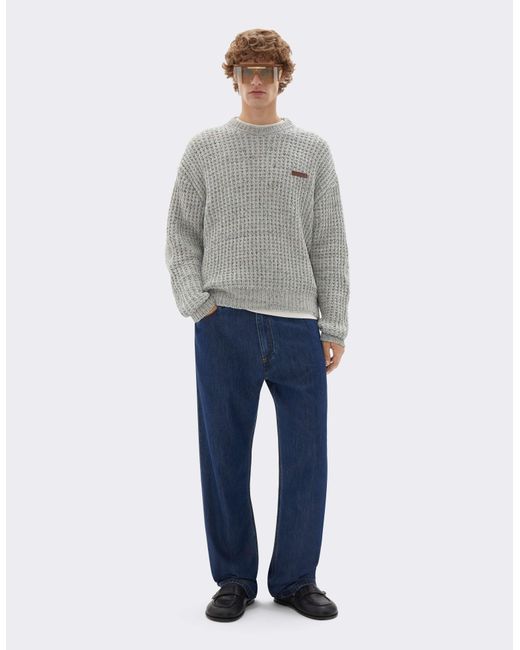 Ferrari Gray Denim-Effect Crew-Neck Jumper for men