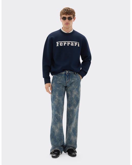 Ferrari Blue Scuba Sweatshirt With Logo for men