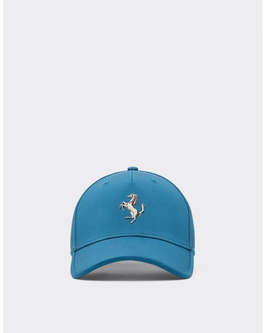 Ferrari Blue Baseball Cap With Metal Prancing Horse
