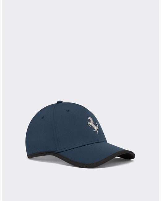 Ferrari Blue Baseball Cap With Metal Prancing Horse