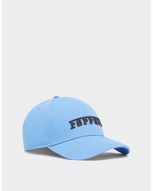 Ferrari Blue Baseball Cap With Embroidered Logo