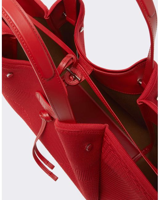 Ferrari Red Knitted And Leather Tote Bag