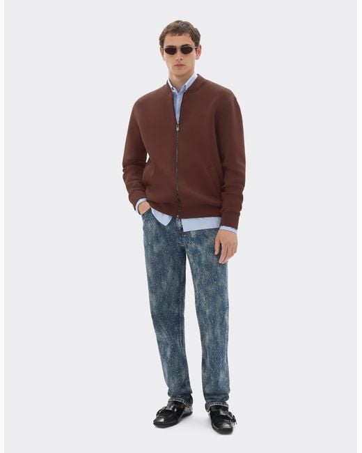 Ferrari Brown Bomber Sweatshirt for men
