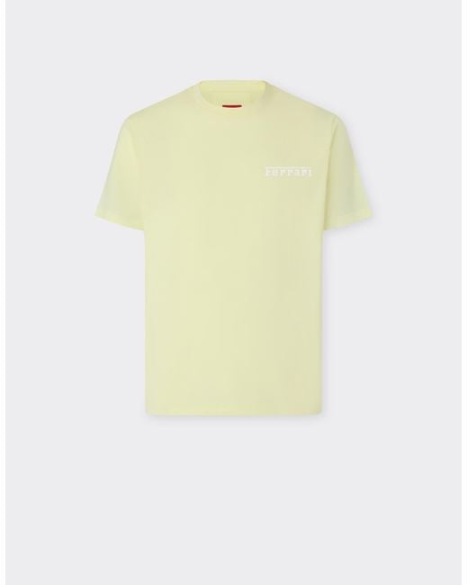 Ferrari Yellow Cotton T-Shirt With Logo for men