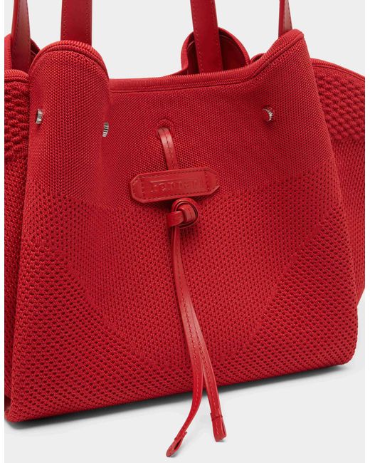 Ferrari Red Knitted And Leather Tote Bag