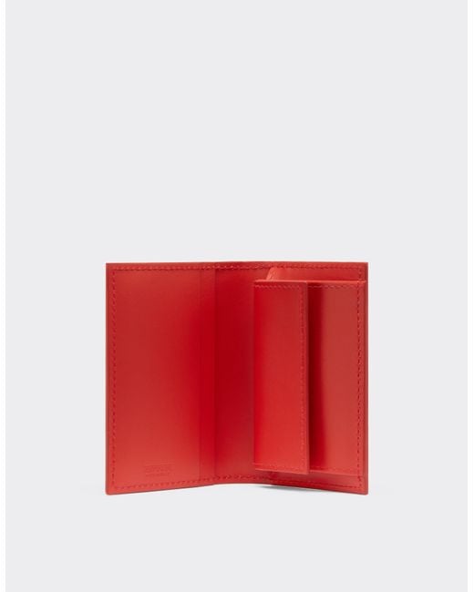 Ferrari Red Leather Card Case With Prancing Horse
