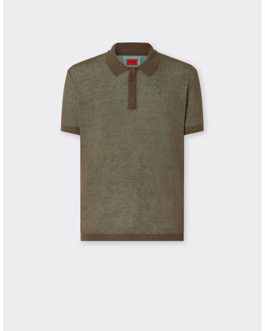 Ferrari Green Linen, Cashmere, And Silk Polo Shirt for men