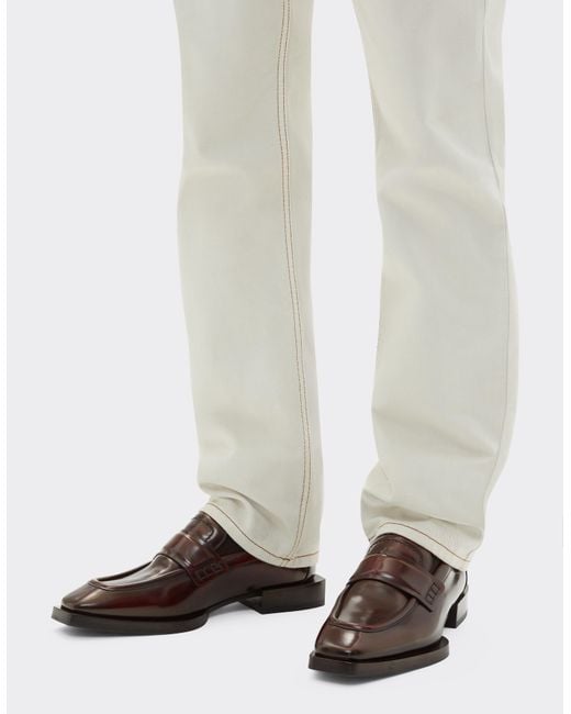 Ferrari White Handcrafted Loafers for men