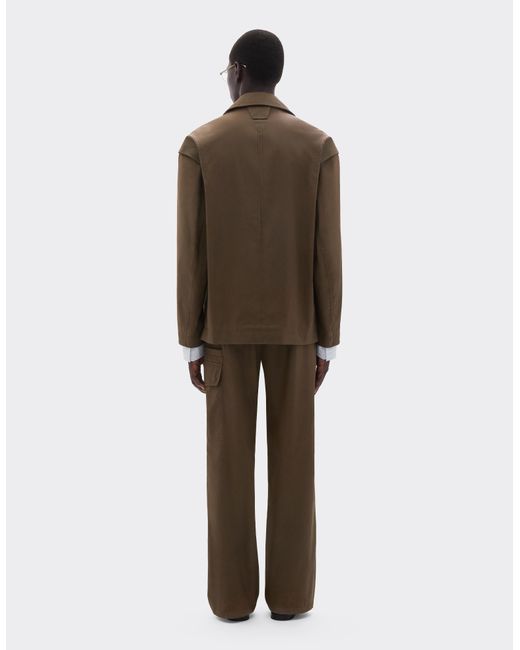 Ferrari Brown Technical Gabardine Jacket With A Vintage Effect for men