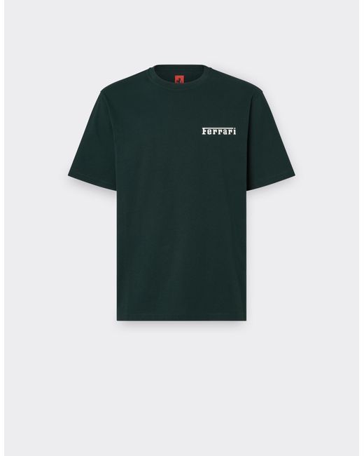 Ferrari Green Cotton T-Shirt With Logo for men