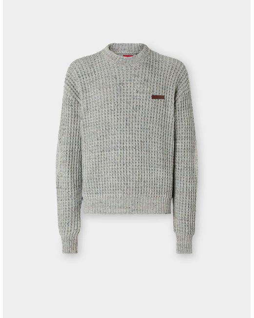 Ferrari Gray Denim-Effect Crew-Neck Jumper for men