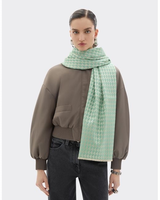 Ferrari Green Wool And Silk Scarf