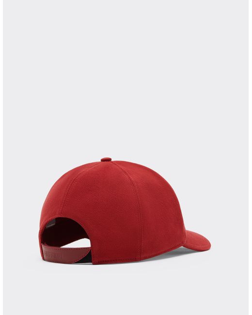 Ferrari Red Cotton Baseball Cap With Prancing Horse