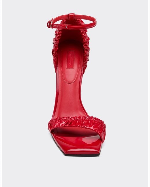 Ferrari Red Patent Leather High Heel Sandal With Strap