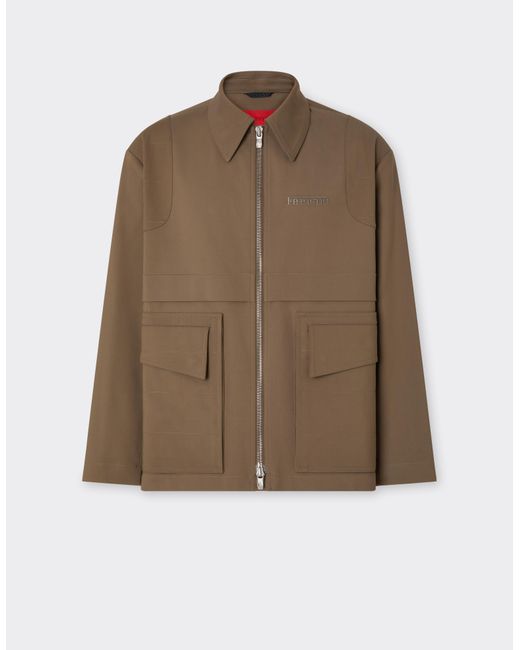 Ferrari Brown Technical Cotton Caban for men