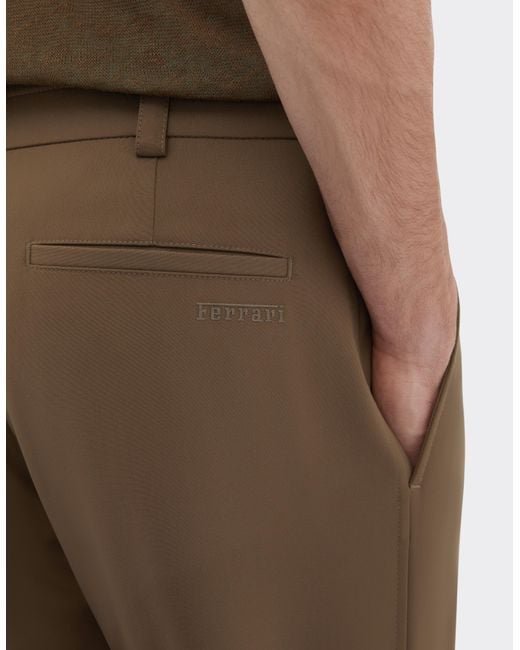 Ferrari Brown Technical Cotton Chino Trousers for men