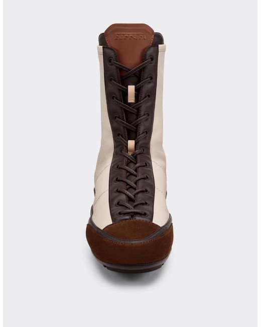 Ferrari White Nappa Leather, Suede And Stretch Fabric High-Top Driver Sneaker for men
