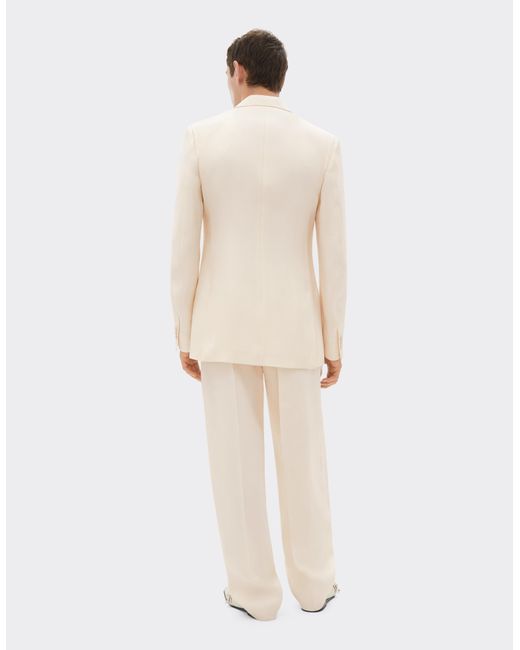 Ferrari White Shantung Silk Trousers for men