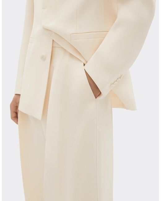 Ferrari White Shantung Silk Trousers for men
