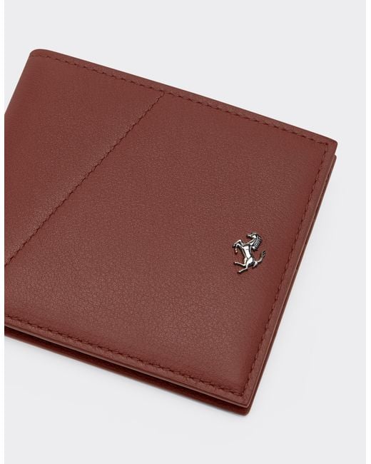 Ferrari Purple Leather Wallet With Diagonal Stitching for men