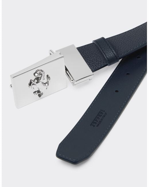 Ferrari Blue Reversible Leather Belt for men