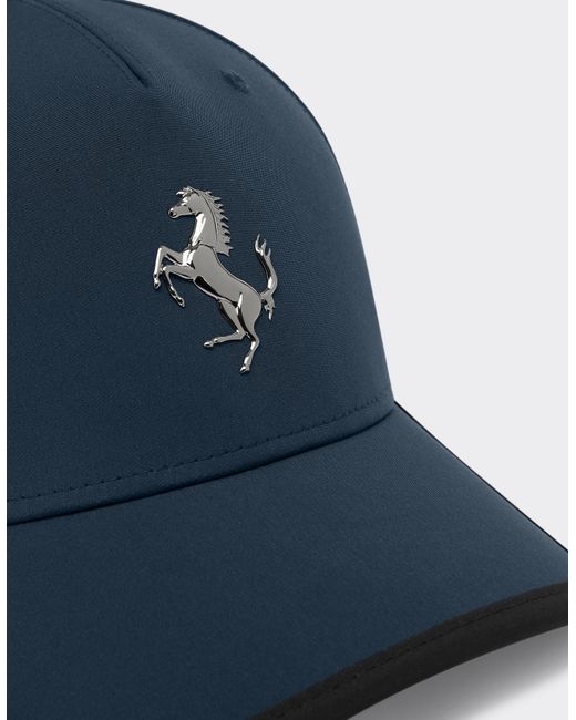 Ferrari Blue Baseball Cap With Metal Prancing Horse