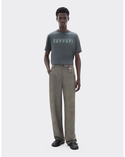 Ferrari Blue Cotton T-Shirt With Logo