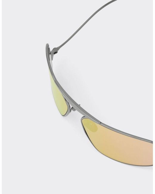 Ferrari Natural Metal Sunglasses With Orange Mirrored Silver Lenses