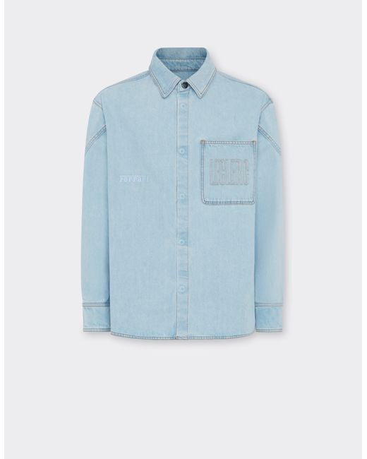 Camisa Vaquera X Charles Leclerc Ferrari de hombre de color Blue