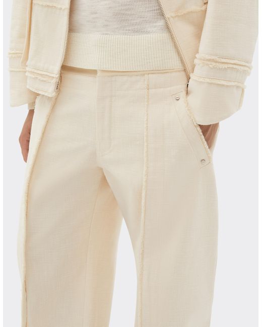Ferrari White Malfilè Cotton Trousers for men