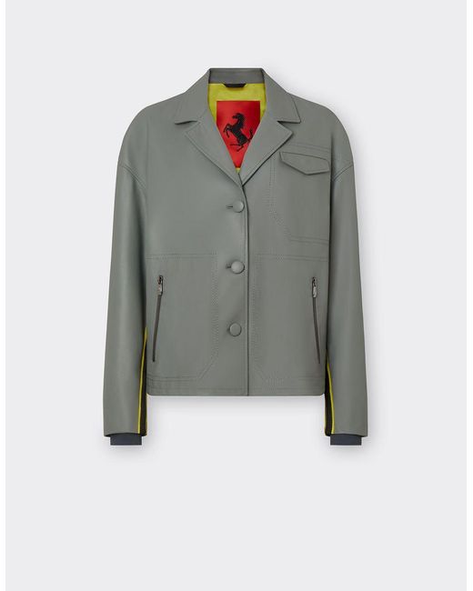 Ferrari Gray Leather Blouson Jacket