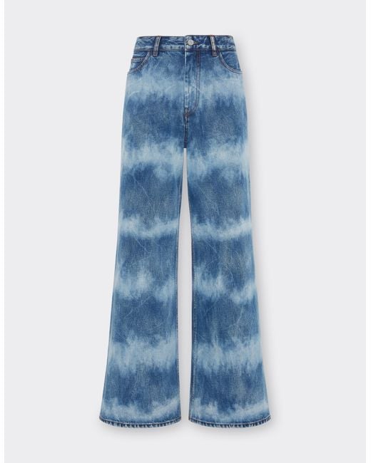 Ferrari Blue X Charles Leclerc Tie-Dye Denim Five-Pocket Trousers