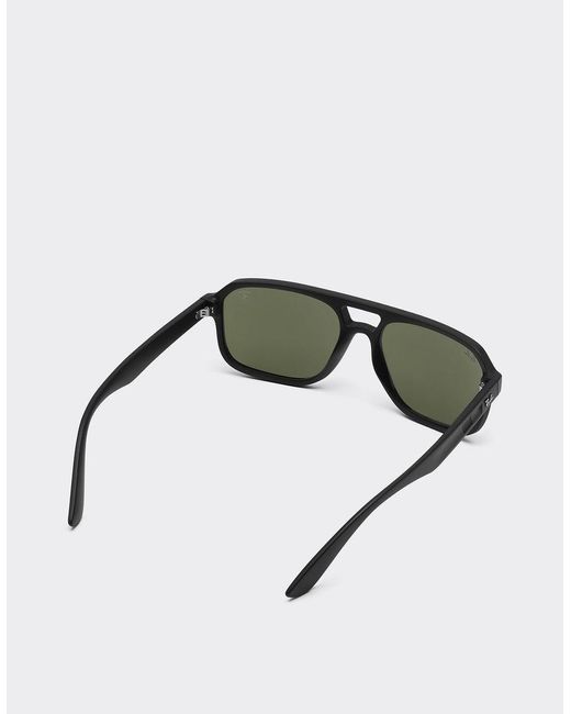 Ferrari White Black Ray-ban For Scuderia Rb4414mf Sunglasses With Dark Green Silver Mirrored Lenses