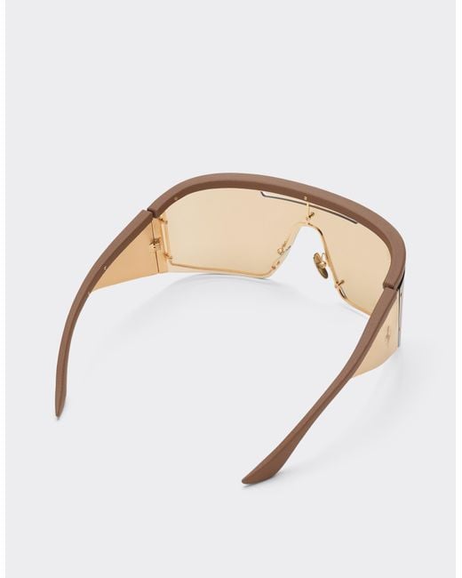 Ferrari Natural Limited Edition Metal And Leather Sunglasses With Mirroredlens