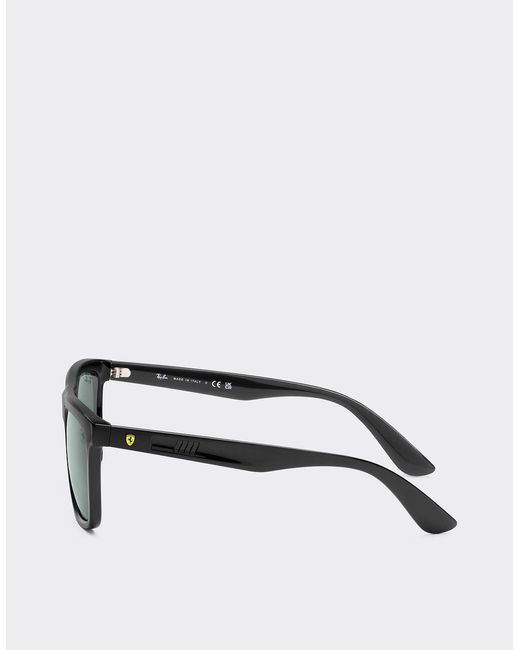 Ferrari Black Ray-ban For Scuderia Rb4413mf Sunglasses With Dark Green Lenses