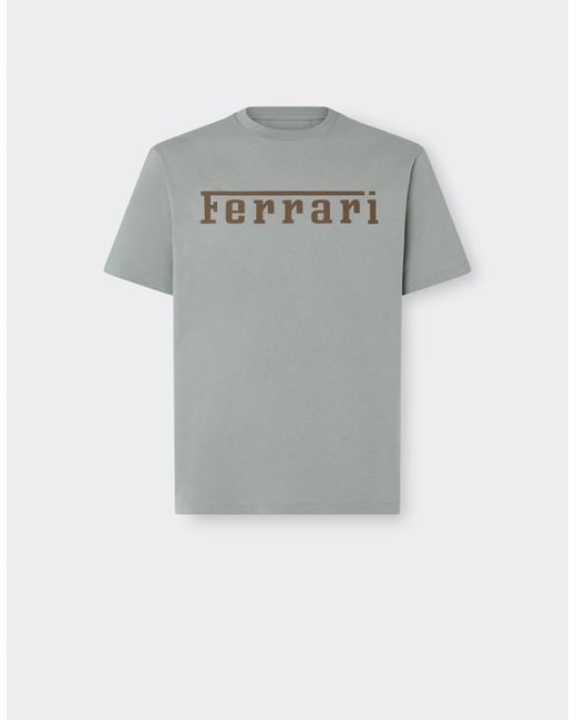 Ferrari Gray Cotton T-Shirt With Logo