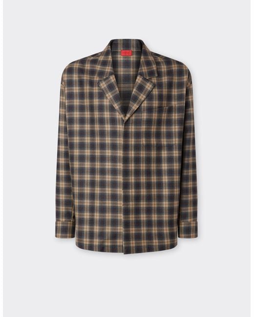 Ferrari Gray Tartan Wool Shirt for men