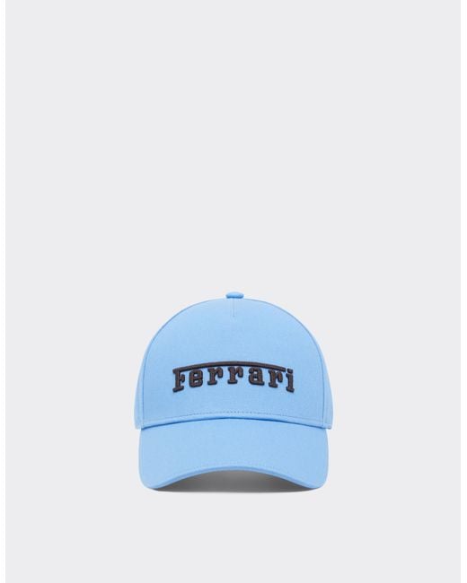 Ferrari Blue Baseball Cap With Embroidered Logo
