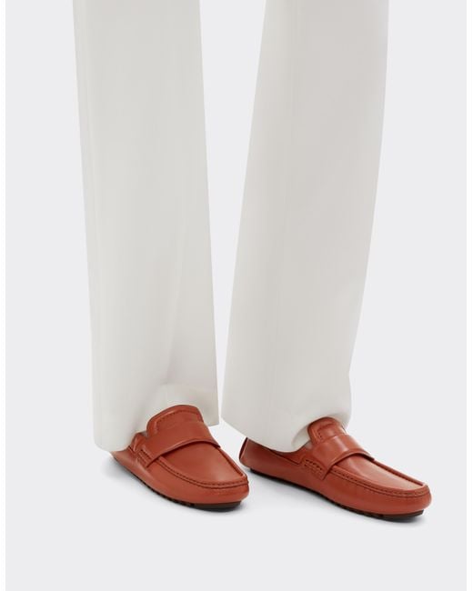 Ferrari White Nappa Leather Driver Shoe for men