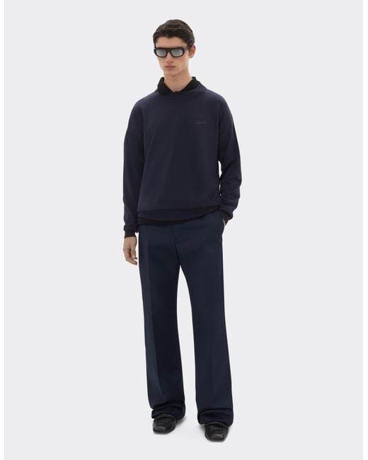 Ferrari Blue Cotton And Silk Long Sleeve Sweater for men