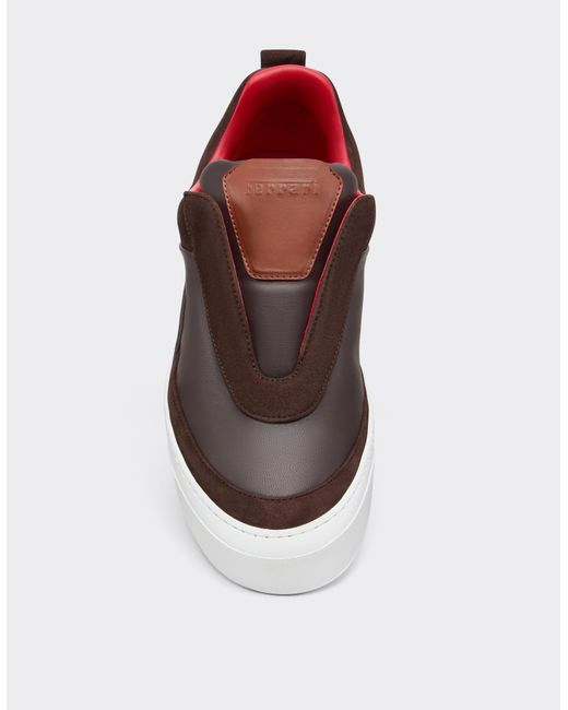 Ferrari White Nappa Leather And Suede Slip-On Sneaker for men