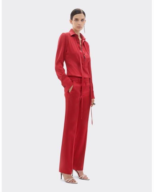 Ferrari Red Stretch Satin Trousers