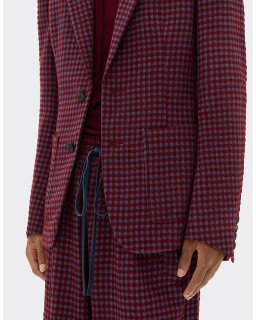 Ferrari Purple Wool And Viscose Blazer With Vichy Pattern for men