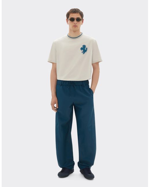 Camiseta De Algodón Con El Cavallino Rampante En Relieve Ferrari de hombre de color White